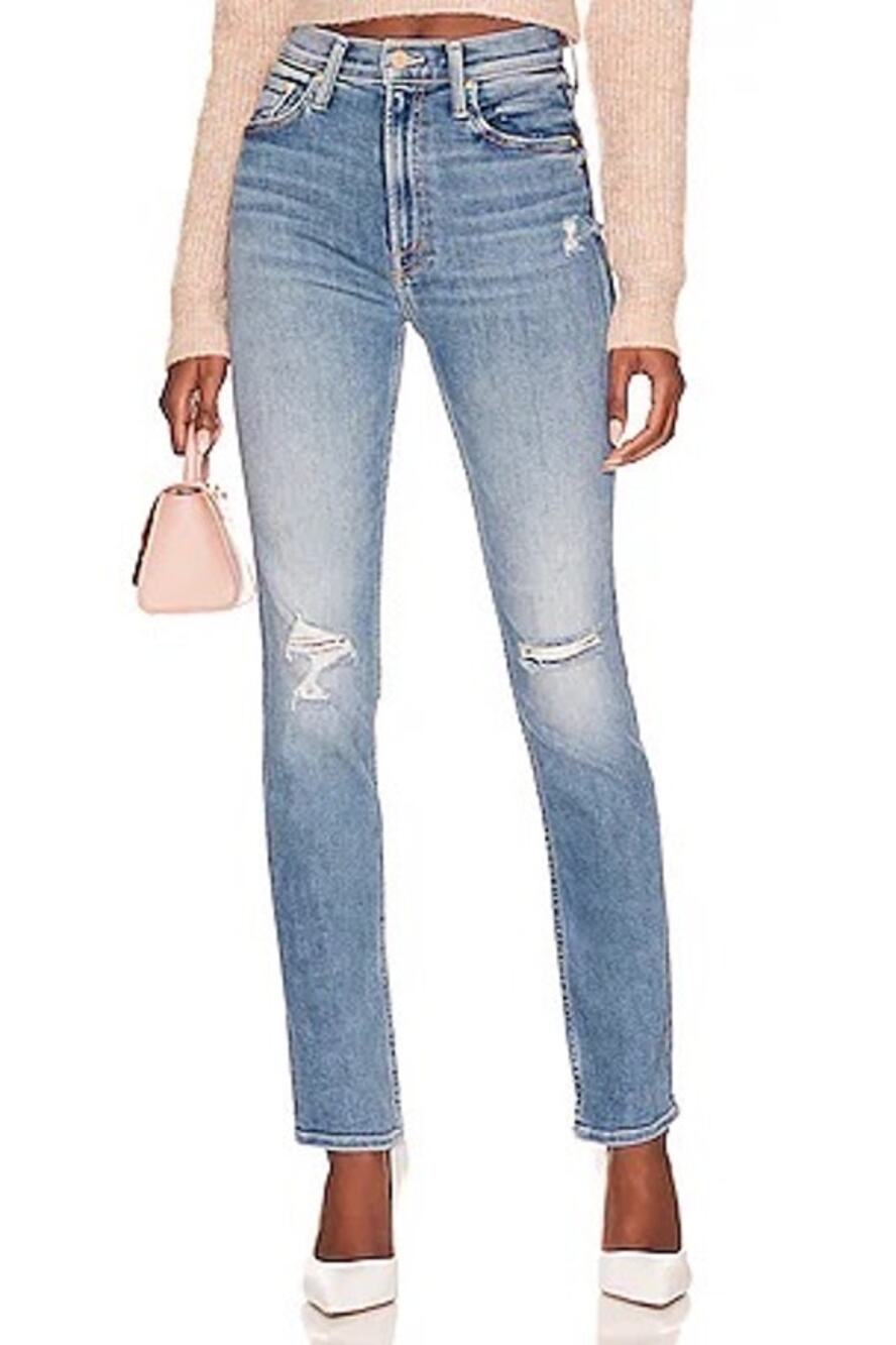 MOTHER Rider Skimp Distressed Skinny Ankle Denim Jeans Size 26 Blue